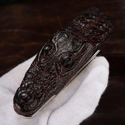 brown crocodile leather belt