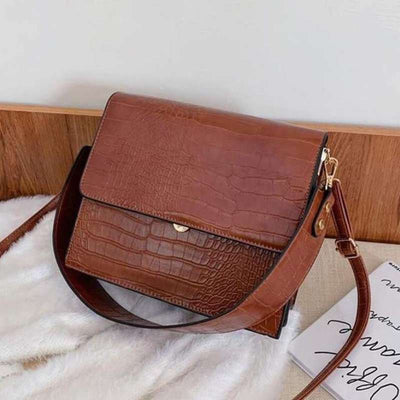 caramel crocodile shoulder bag