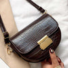 dark brown croc effect shoulder bag