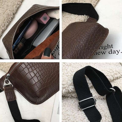 interior croc embossed shoulder bag