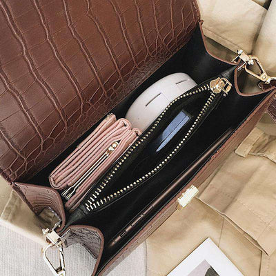 interior crocodile shoulder bag