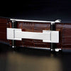 silver and brown crocodile belt mens